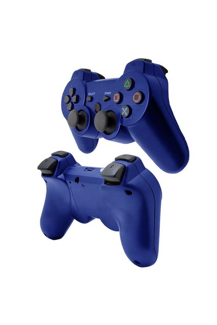 Kit 2 Controle Playstation 3 Ps3 Dual Shock Sem Fio Azul