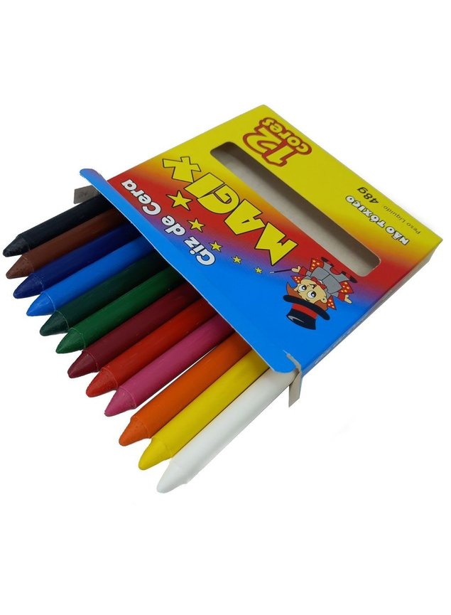 Conjunto 12 Giz De Cera 12 Cores Magix Kids Infantil