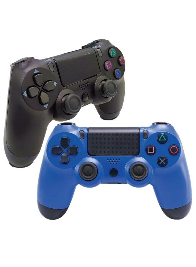 Kit Controle Playstation Wirelless S/Fio Dual Preto Azul