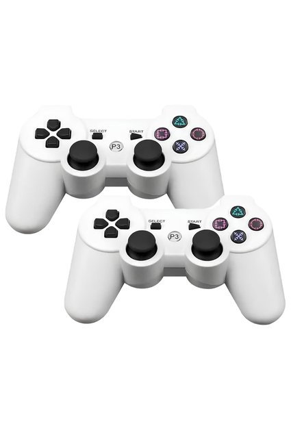 Kit 2 Controle Playstation 3 Ps3 Dual Shock Sem Fio Branco