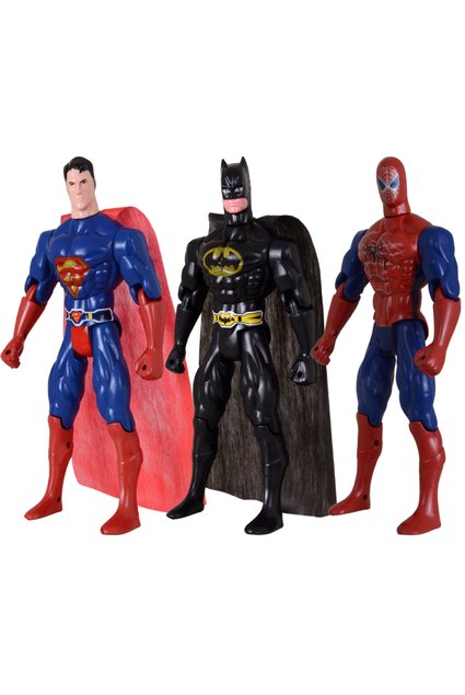 Kit Trio Heróis Batmam Traje Homem Aranha Super Homem 29cm