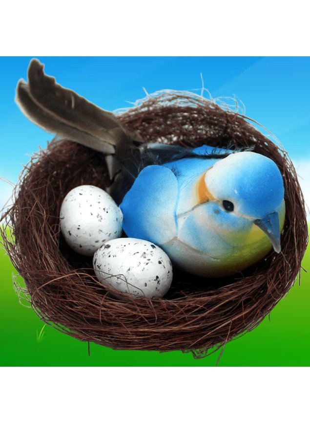 Enfeite Decorativo Pássaro Azul Ninho Ovos 5x15cm, image size:635x865